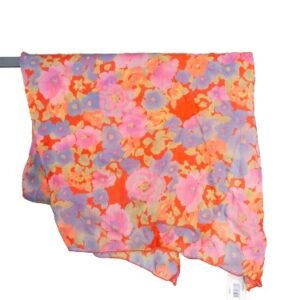 Tørklæder-silkebomuld,-Malet-blomstermotiv,-Rød-40080-1-N-15312