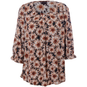 S255815 - Black with brown large flowers - Farzana Studio