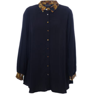 S255835 - Black with yellow animal print - Nicolette skjorte Studio