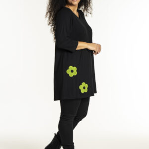 S255880 - Black with green flower - Ditte tunika Studio