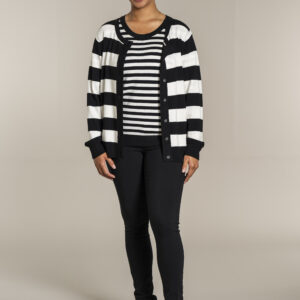 SG150 - Black-Offwhite - Extra 1 Helsinki stribet cardigan SG150