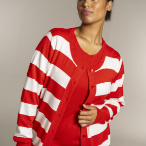 SG150 - Mandarin-Offwhite - Extra 1 cardigan stribet Sandgaard