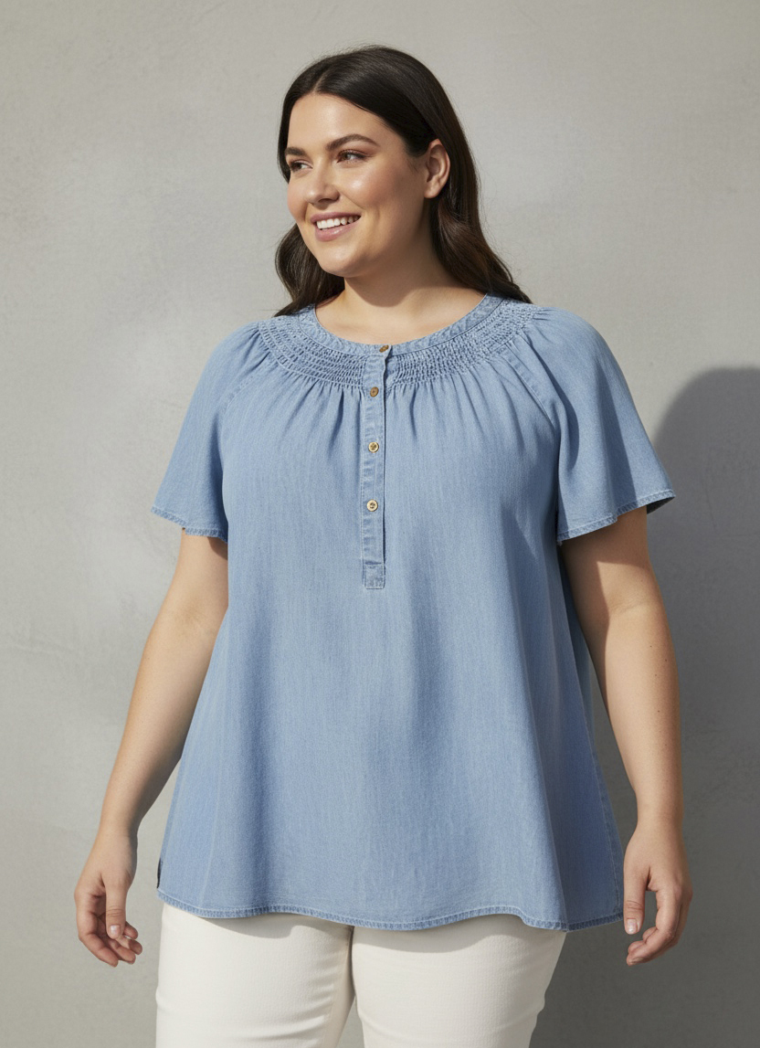 Cassiopeia, Ibessa Skjorte, Lys Denim, Style Ibessa